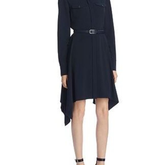 Elie Tahari navy shirtdress with handkerchief hem - Picture 10 of 10